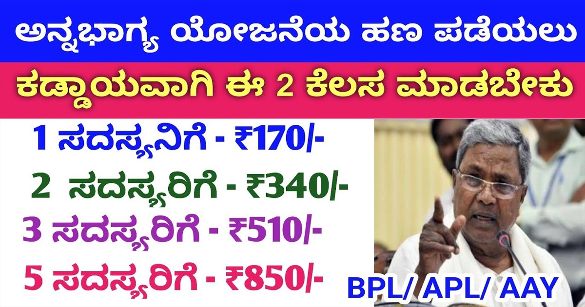 ಅನ್ನ ಭಾಗ್ಯ ಯೋಜನೆಯ ಹಣ ಜಮೆ ಹೇಗೆ ಮಾಡುತ್ತದೆ ?  ಕಾರ್ಡ್‌ದಾರರು ಹಣ ಪಡೆಯಲು ಈ ಕೆಲಸ ಮಾಡಲೇಬೇಕು