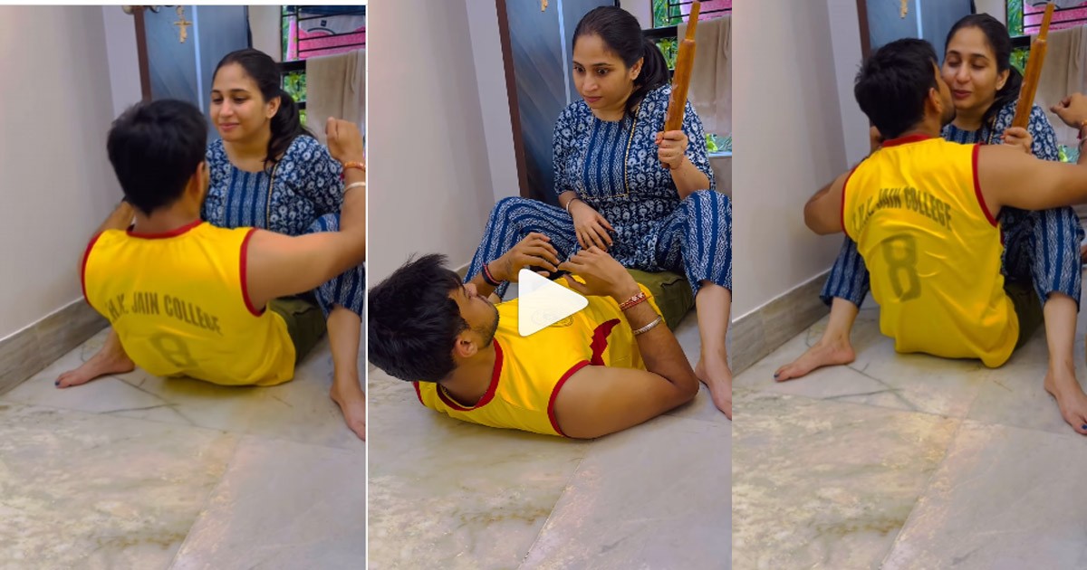 ಗಂಡನ ಹೊಟ್ಟೆ ಬೊಜ್ಜು ಕರಗಿಸಲು ಹೆಂಡತಿ ಎಂತಹ ವ್ಯಾಯಾಮ ಮಾಡಿಸುತ್ತಿದ್ದಾಳೆ ;ವಿಡಿಯೋ ವೈರಲ್