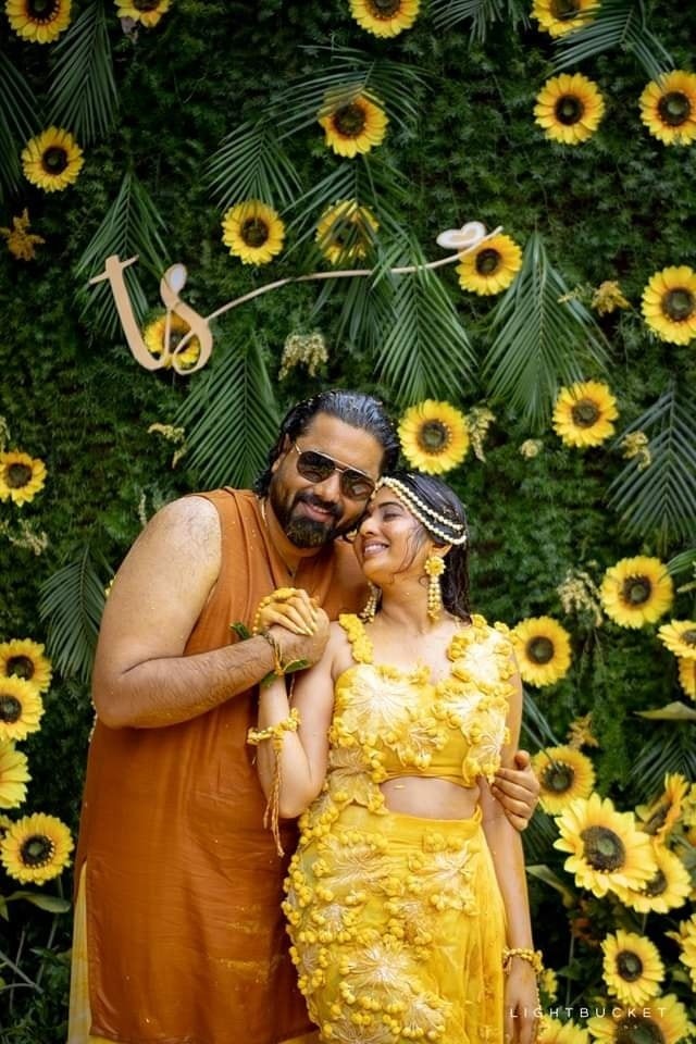 Kannada Director Tarun Sudhir & Actress Sonal Monteiro Haldi Function Kannada Director Tarun Sudhir & Actress Sonal Monteiro Haldi Function
