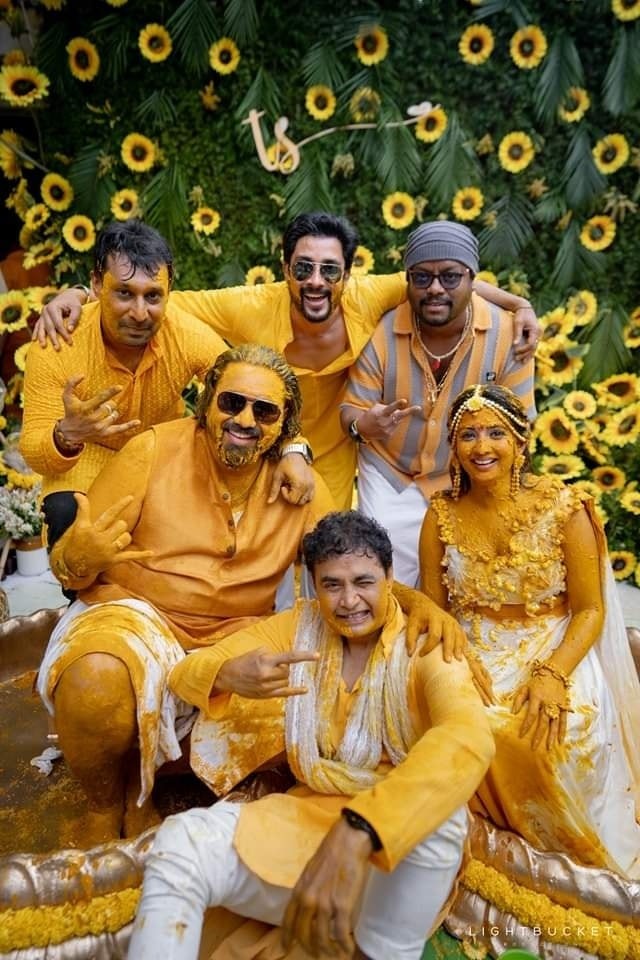 Kannada Director Tarun Sudhir & Actress Sonal Monteiro Haldi Function Kannada Director Tarun Sudhir & Actress Sonal Monteiro Haldi Function