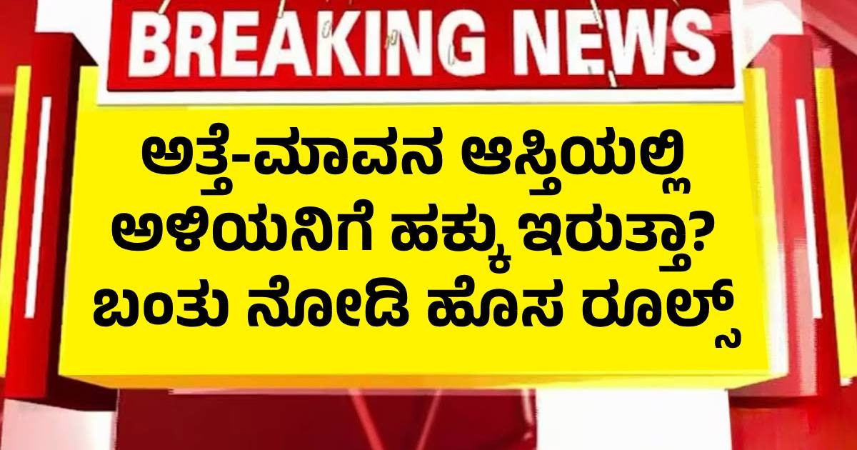 ಅತ್ತೆ-ಮಾವನ ಆಸ್ತಿಯಲ್ಲಿ ಅಳಿಯನಿಗೆ ಹಕ್ಕು ಇರುತ್ತಾ? ಬಂತು ನೋಡಿ ಹೊಸ ರೂಲ್ಸ್