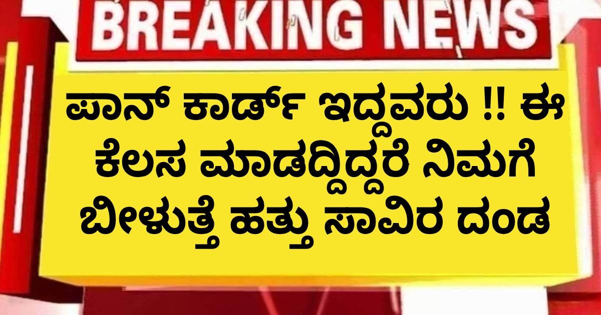 ಪಾನ್ ಕಾರ್ಡ್ ಇದ್ದವರು !! ಈ ಕೆಲಸ ಮಾಡದ್ದಿದ್ದರೆ ನಿಮಗೆ ಬೀಳುತ್ತೆ ಹತ್ತು ಸಾವಿರ ದಂಡ