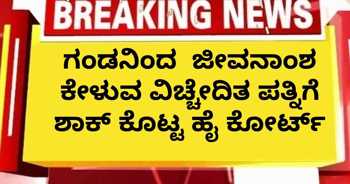 ಗಂಡನಿಂದ  ಜೀವನಾಂಶ ಕೇಳುವ ವಿಚ್ಚೇದಿತ ಪತ್ನಿಗೆ ಶಾಕ್ ಕೊಟ್ಟ ಹೈ ಕೋರ್ಟ್ ತೀರ್ಪು !! ಹೇಳಿದ್ದೇನು ನೋಡಿ ?