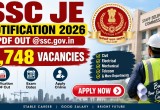 SSC JE Notification 2026 PDF Out @ssc.gov.in, 1,748 Vacancies, Exam Dates, Apply Online