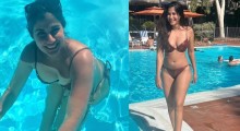 Shreya Dhanwanthary Enjoys Poolside Beach Vacation