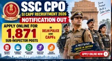 SSC CPO SI CAPF Recruitment 2026 Notification Out: Apply Online for 1,871 Posts
