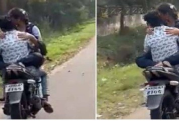 ಚಲಿಸುವ ಬೈಕ್​ ಮೇಲೆಯೇ ರೊಮ್ಯಾನ್ಸ್: ಪ್ರೇಮಿಗಳ ಹುಚ್ಚಾಟದ ವಿಡಿಯೋ ವೈರಲ್