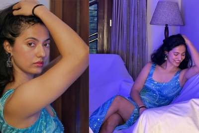 Khushboo Patani Dazzles in a Stunning Blue Outfit, Radiating Confidence