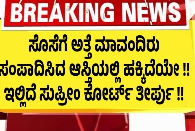 ಸೊಸೆಗೆ ಅತ್ತೆ ಮಾವಂದಿರು ಸಂಪಾದಿಸಿದ ಆಸ್ತಿಯಲ್ಲಿ ಹಕ್ಕಿದೆಯೇ !! ಇಲ್ಲಿದೆ  ಸುಪ್ರೀಂ ಕೋರ್ಟ್ ತೀರ್ಪು !!