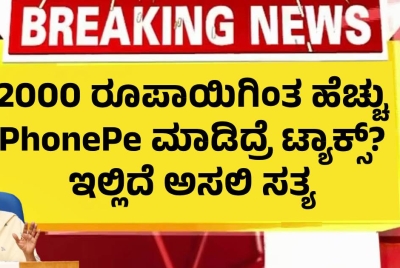 2000 ರೂಪಾಯಿಗಿಂತ ಹೆಚ್ಚು PhonePe ಮಾಡಿದ್ರೆ ಟ್ಯಾಕ್ಸ್? ಇಲ್ಲಿದೆ ಅಸಲಿ ಸತ್ಯ