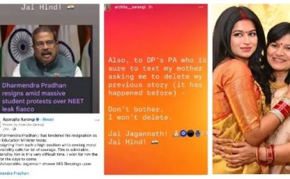 BJP MP Aparajita Sarangi's Daughter Refuses to Delete Instagram Post on Dharmendra Pradhan's Resignation