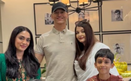 Aishwarya Rai Hugs Brother Aditya Rai on Raksha Bandhan; Aaradhya Poses With Nani and Cousins