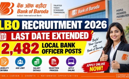 Bank of Baroda LBO Recruitment 2026 Last Date Extended: Apply Online for 2,482 Posts