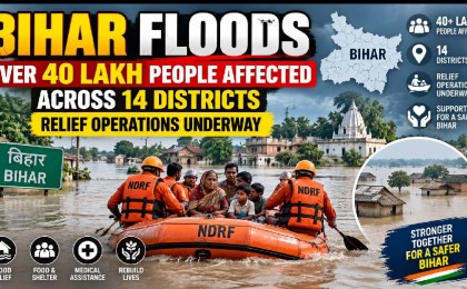 Bihar Floods: Over 40 Lakh People Affected Across 14 Districts, Relief Operations Underway
