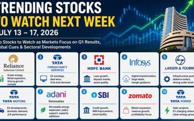 Top 10 Trending Stocks to Watch Next Week (July 13–17, 2026): RIL, TCS, HDFC Bank, Infosys & More