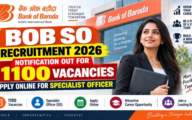 BOB SO Recruitment 2026: 1,100 Vacancies, Apply Online for Specialist Officer Posts