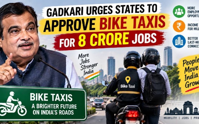 Gadkari Urges States to Approve Bike Taxis, Says Sector Could Create 8 Crore Jobs