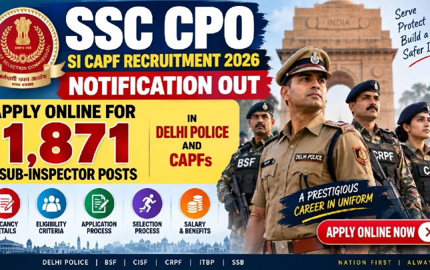 SSC CPO SI CAPF Recruitment 2026 Notification Out: Apply Online for 1,871 Posts